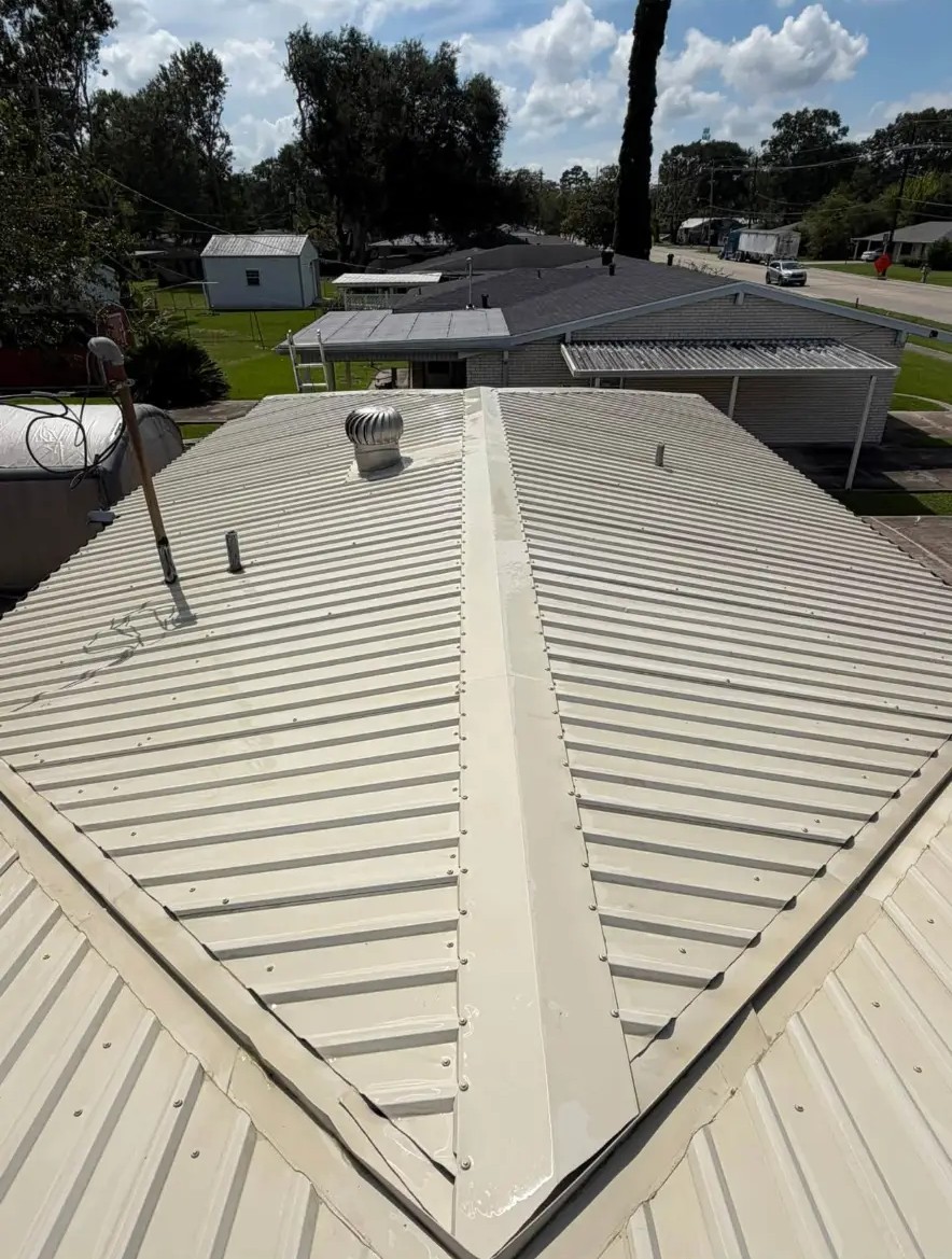 Metal roof — mildew & black streaks removed — after